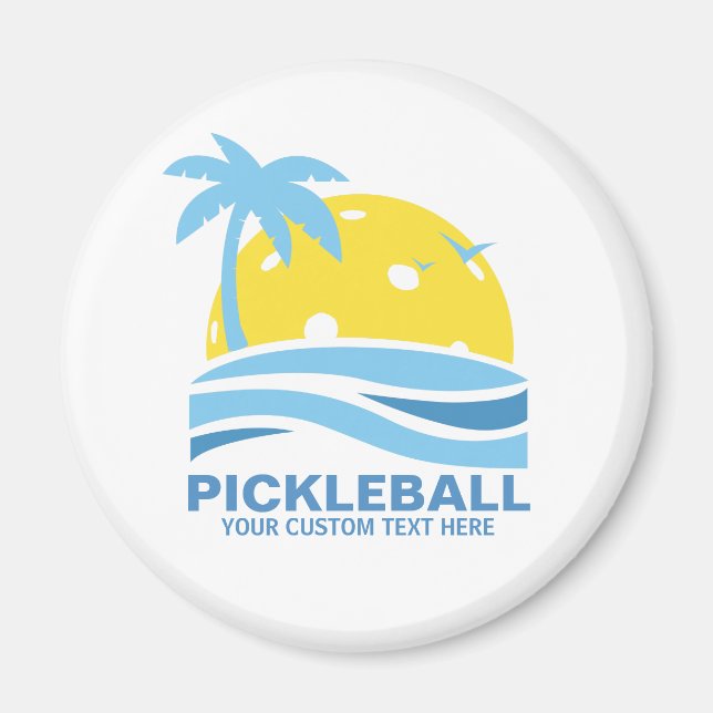 Aimant Pickleball Tropical Palm Tree Sun Votre texte pers (Devant)
