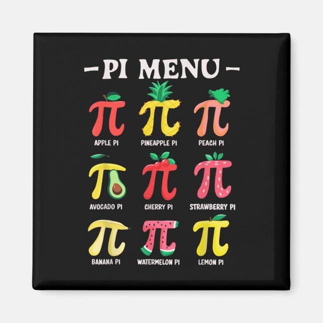 Aimant Pie Menu Funny Pi Day Pi 3.14 Math Teacher Pi Symb (Devant)