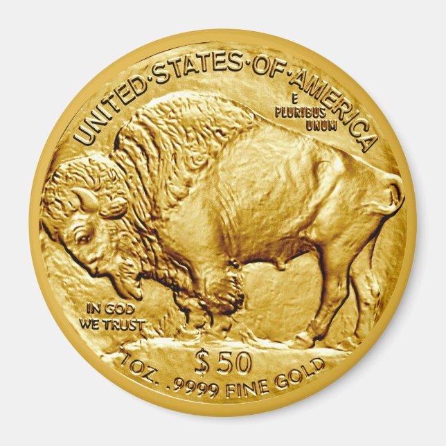 Aimant Pièce d'or US Buffalo de 50 dollars  (Devant)