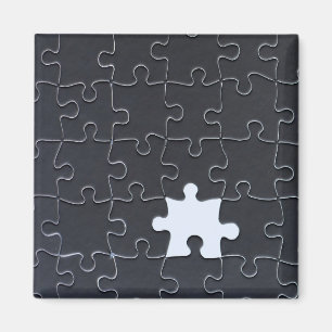 Aimant Pièce Jigsaw Puzzle manquante noir