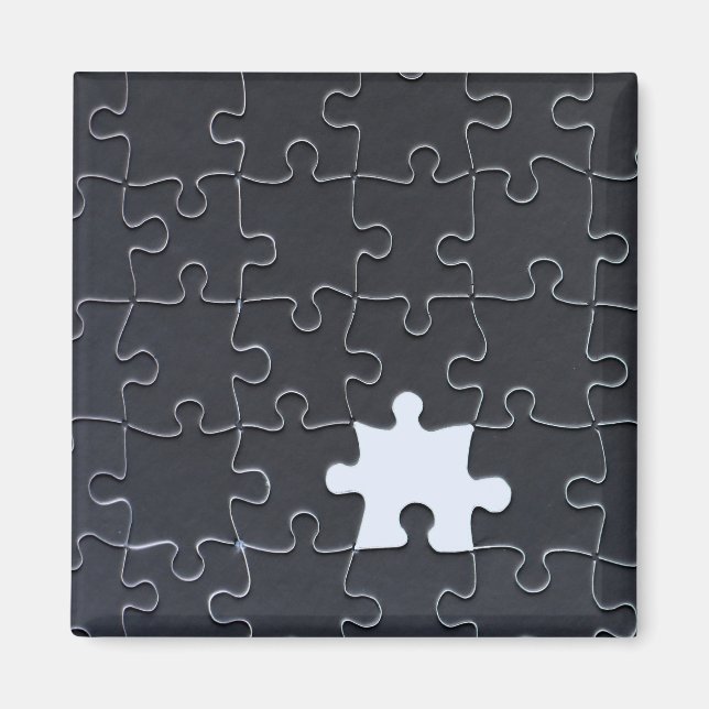 Aimant Pièce Jigsaw Puzzle manquante noir (Devant)