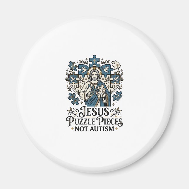 Aimant Pièces de puzzle Jésus pas autisme Pièces de puzzl (Devant)