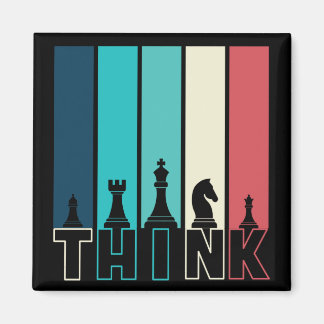Aimant Pièces d'échecs Vintages uniques Penser coloré
