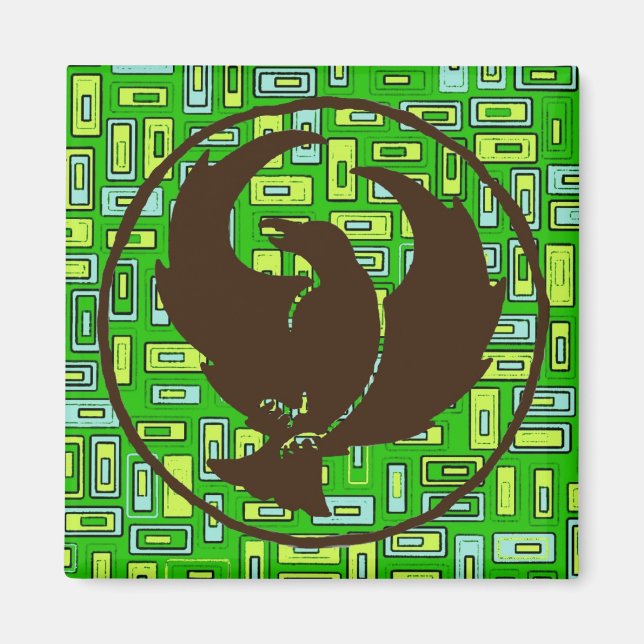 Aimant Pied-de-Corail Carrés vert et jaune (Devant)