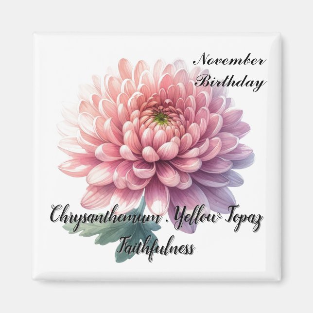 Aimant Pierre de naissance de novembre Topaze Fleur de Ch (Devant)
