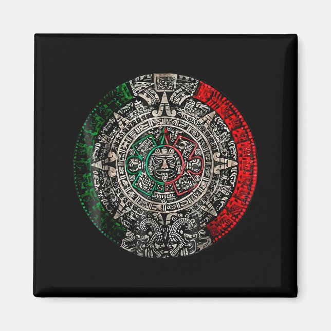 Aimant Pierre de soleil du calendrier aztèque Art mexicai (Devant)