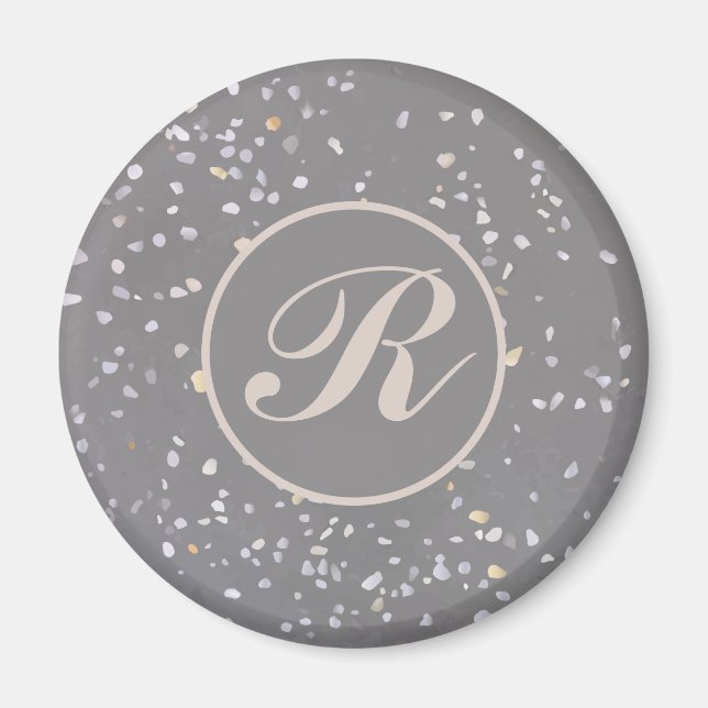 Aimant Pierre de Terrazzo Gris (Devant)