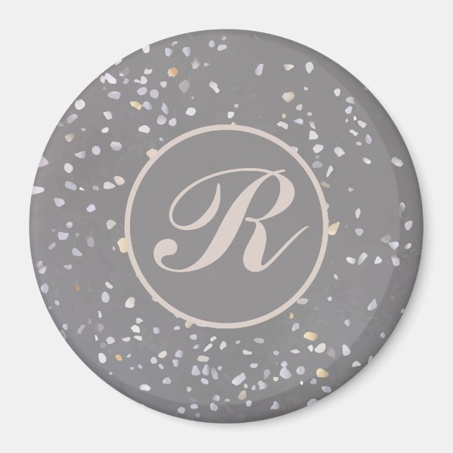 Aimant Pierre de Terrazzo Gris (Devant)