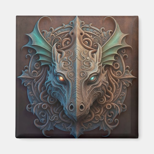 Aimant Pierre médiévale Gargoyle Dragon Carturage (Devant)