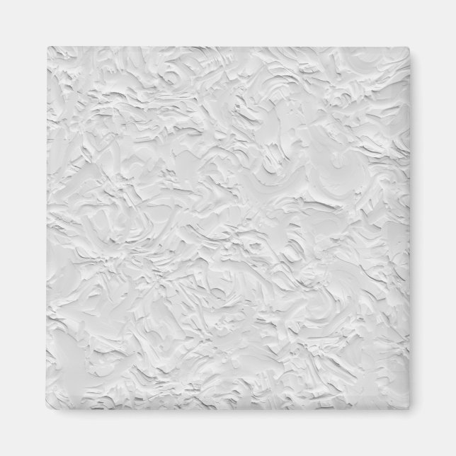 Aimant Pierre texturée blanche, Art Abstrait monochrome (Devant)
