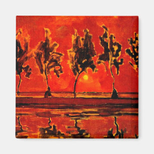 Aimant Piet Mondrian art, Arbres de la Géine à Moonrise