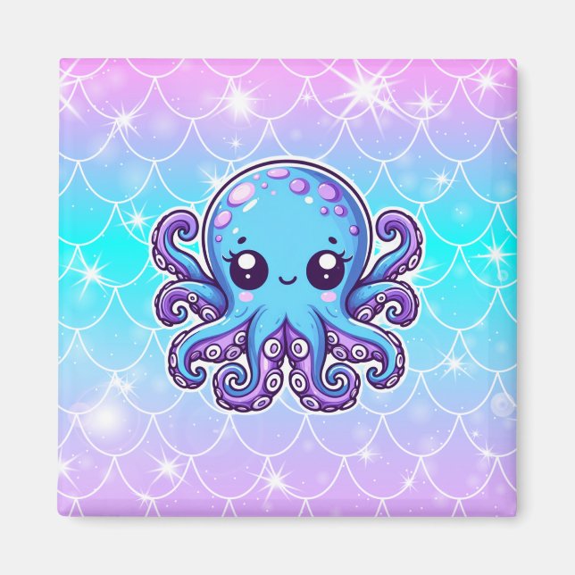 Aimant Pieuvre bleue mignonne (Devant)