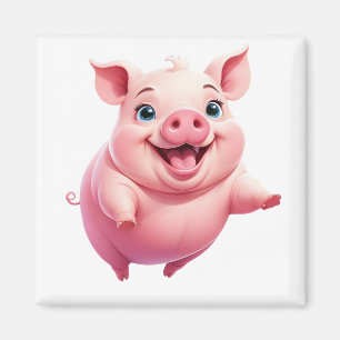 Aimant Pig Joyeux Joueur Fun Jumping Dans L'Air Joyeux