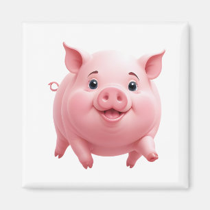 Aimant Pig Joyeux Joueur Fun Jumping Dans L'Air Joyeux