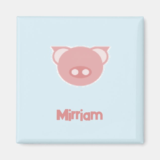 Aimant Piglet rose monogramme en bleu (Devant)