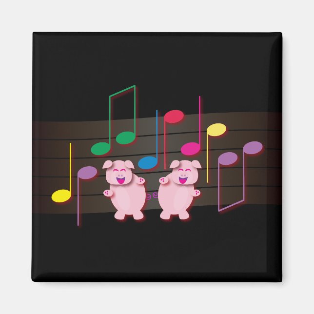 Aimant Piglets dansants : Nous aimons la musique (Devant)