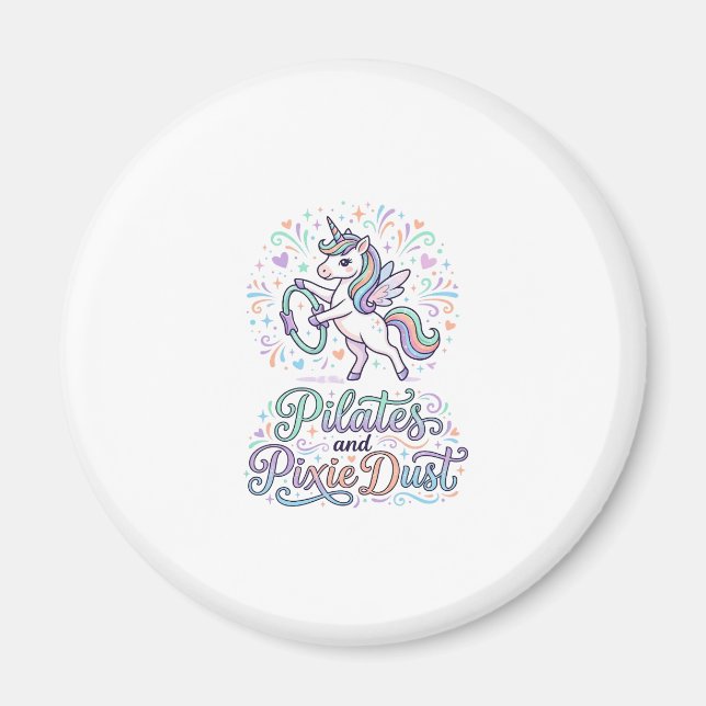 Aimant Pilates de licorne et poussière de fée sur fond bl (Devant)
