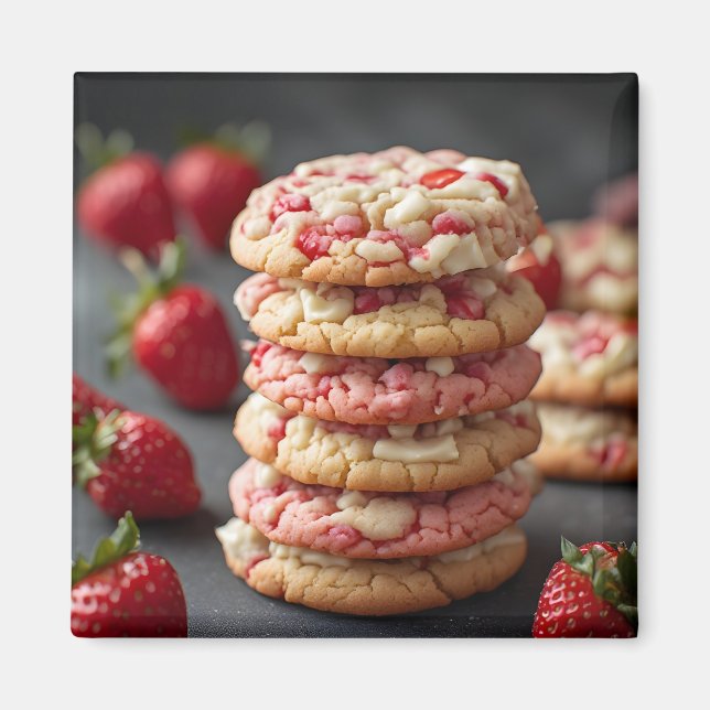Aimant Pile De Biscuits Aux Pépites De Chocolat Blanc Et  (Devant)