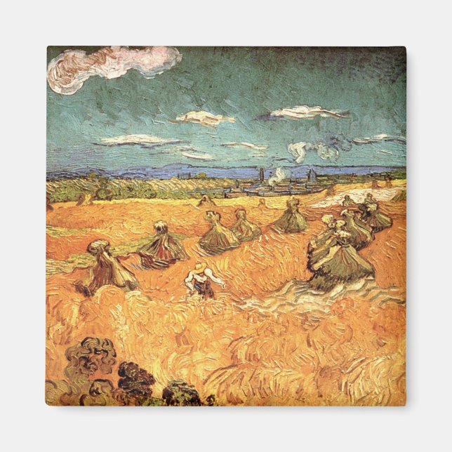 Aimant Pile de blé avec faucheuse par Vincent van Gogh (Devant)