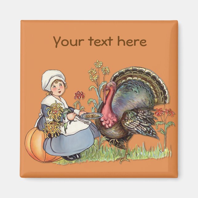 Aimant Pilgrim Girl - Personnaliser (Devant)