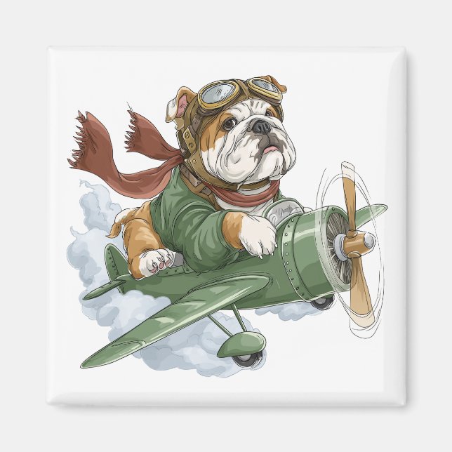 Aimant Pilote d'avion Bulldog Anglais (Devant)