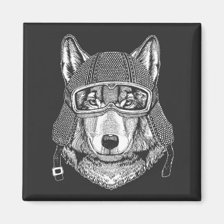 Aimant Pilote de motocyclette Wolf Dog
