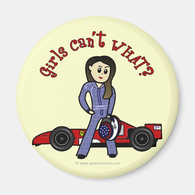 Aimant Pilote de voiture de course légère fille (Devant)
