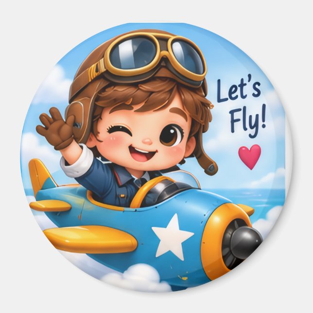 Aimant Pilotons le Petit Avion Mignon (Devant)