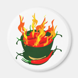 Aimant Piments en flammes vertes de tasse