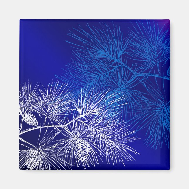 Aimant Pin d'hiver bleu et blanc (Devant)