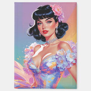 Aimant Pin-up à ailes noires avec élégance florale bangla