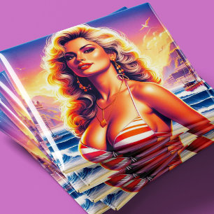 Aimant Pin-up de plage sexy des années 80
