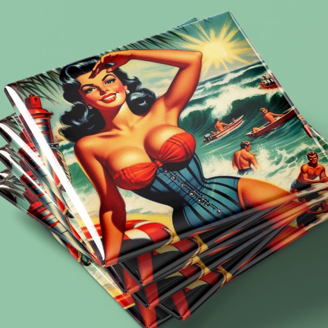 Aimant Pin-up de surf vintage (Créateur téléchargé)