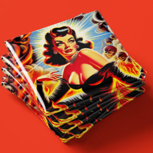 Aimant Pin-up Diabolique Rétro