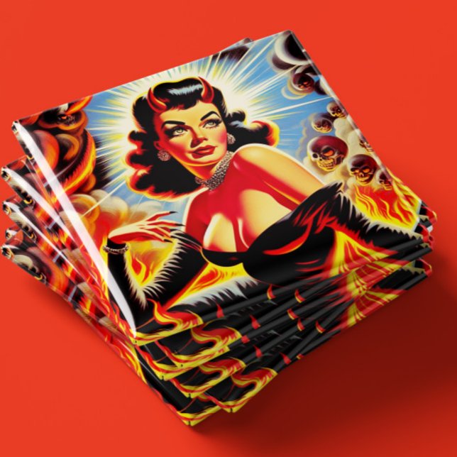 Aimant Pin-up Diabolique Rétro (Créateur téléchargé)