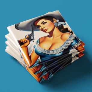Aimant Pin-up rétro Far West