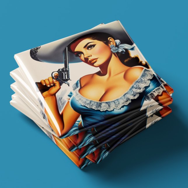Aimant Pin-up rétro Far West (Créateur téléchargé)