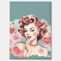 Aimant Pin-Up Rose Vintage – Ruby Rose | Romantiqu
