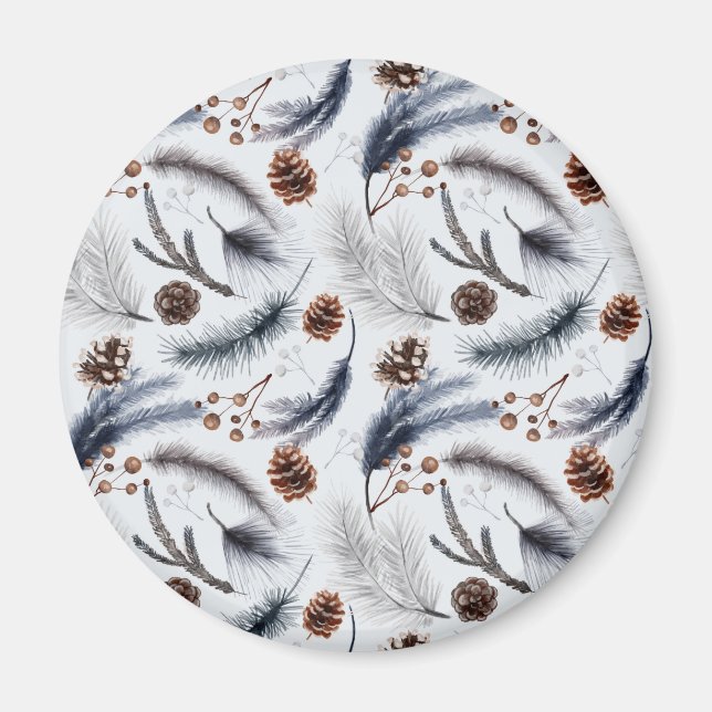 Aimant Pine Cones et aiguilles de pin Motif d'hiver (Devant)
