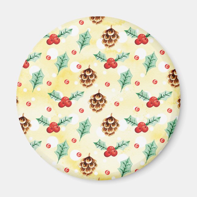 Aimant Pine Cones et Motif de Noël Holly (Devant)