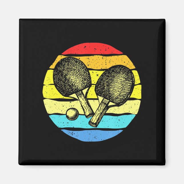 Aimant Ping Pong Table Tennis Amateurs Retro (Devant)