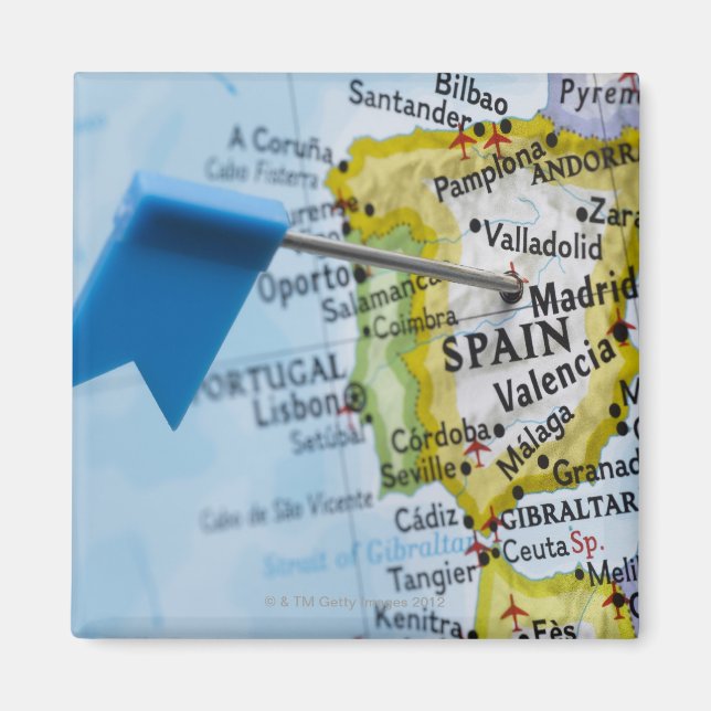 Aimant Pingle de carte placée à Madrid, Espagne sur la ca (Devant)