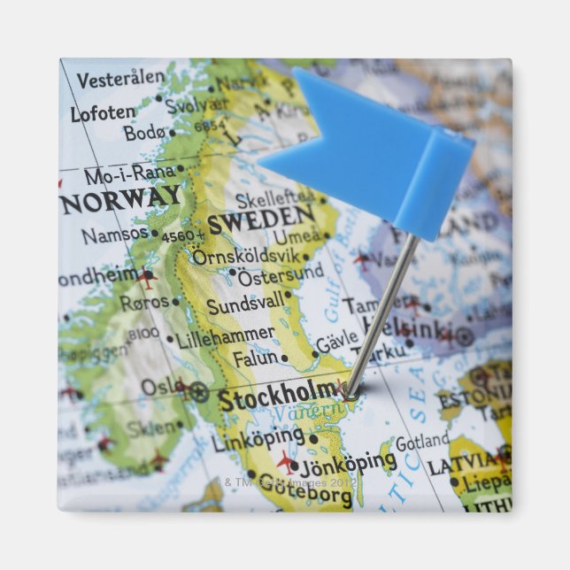 Aimant Pinglette de carte placée sur Stockholm, Suède sur (Devant)