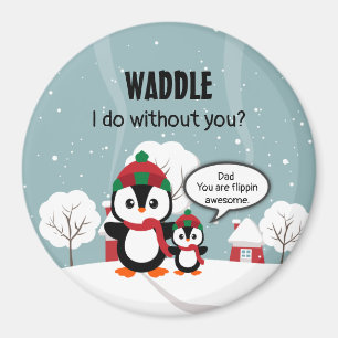 Aimant Pingouin Bébé Gris Mignonne En Neige D'Hiver