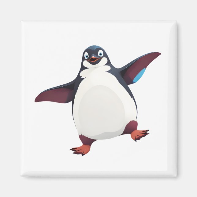 Aimant Pingouin Joyeux Jouage Amusant Sauter Dans L'Océan (Devant)