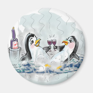 Aimant Pingouins de bain chaud !