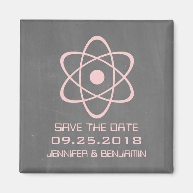 Aimant Pink Atomic Chalkboard Enregistrer l'aimant de dat (Devant)