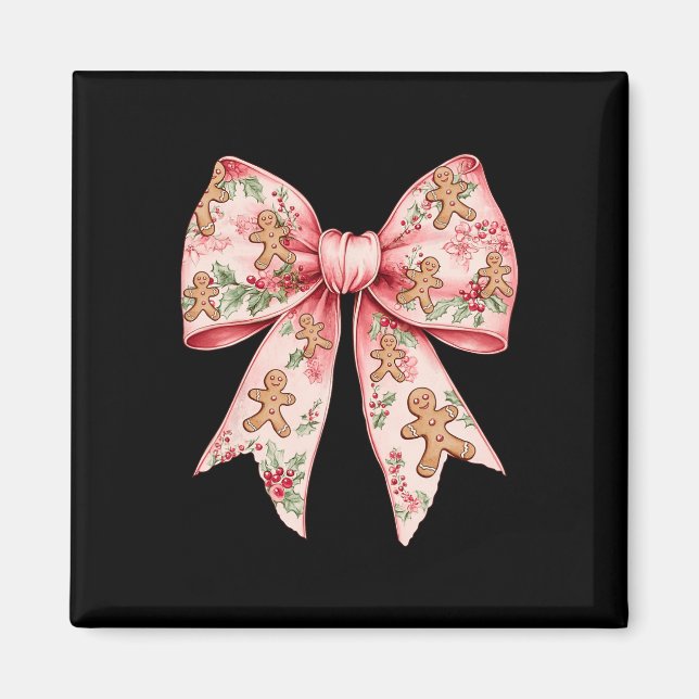 Aimant Pink Christmas Bow Coquette Xmas Gingbread Femmes (Devant)