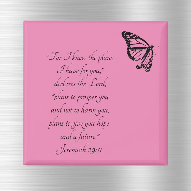 Aimant Pink Custom Bible Verse Papillon Jeremiah 29:11 (Créateur téléchargé)