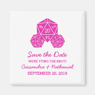 Aimant Pink D20 dés Enregistrer l'aimant de date